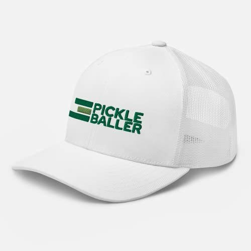 White mesh cap with green Pickle Baller logo